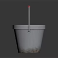 Sturdy Shiny Silver Metallic Bucket With Red Handle And Round Rim