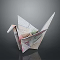 Unique Origami Crane Design Furniture Decor Made From Vintage Paper Materials