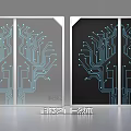 Tech Inspired Art Glass Doors With Circuit Pattern Design And Modern Look 3d model