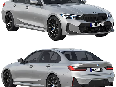 Silver BMW Sedan Modern Exterior Design Showcasing Front And Rear Views 3d model