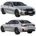 Silver BMW Sedan Modern Exterior Design Showcasing Front And Rear Views