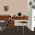 Modern-Quiet Dresser Bookshelf Computer Ornaments Combination 3d model