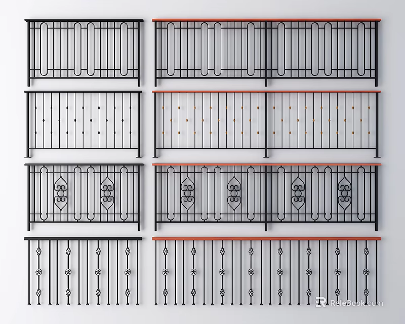 Diverse Decorative Metal Fence Designs With Intricate Patterns And Railings 3d model 