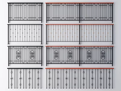 Diverse Decorative Metal Fence Designs With Intricate Patterns And Railings 3d model