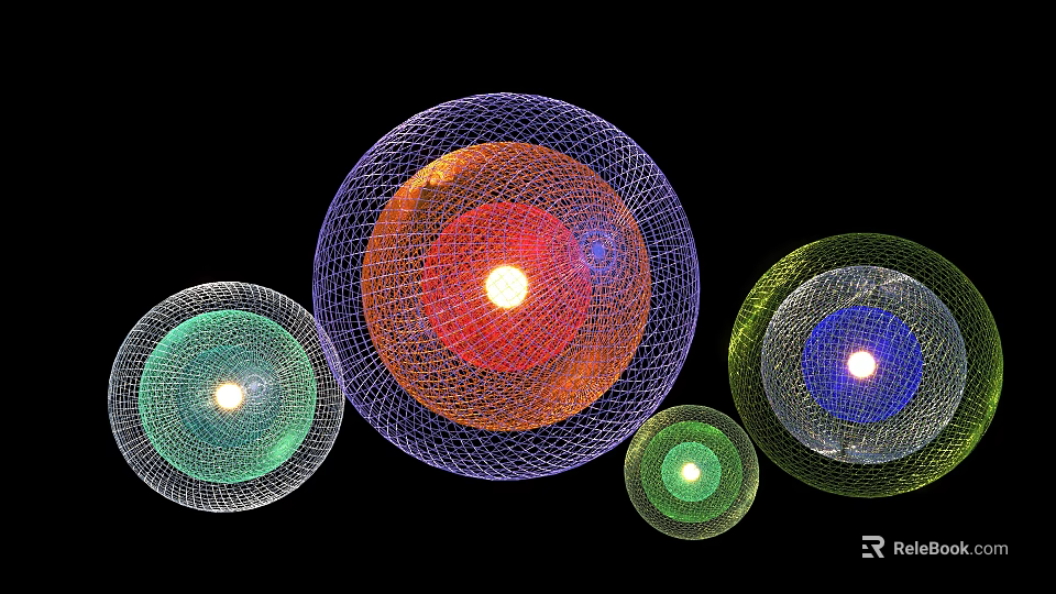 Colorful Round Decorative Lights With Mesh Design And Bright Light Sources 3d model 