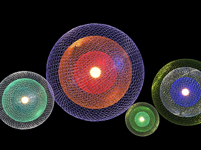 Colorful Round Decorative Lights With Mesh Design And Bright Light Sources 3d model