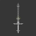 Fantasy Style Metallic Sword Weapon With Decorative Hilt And Wooden Handle
