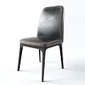 Modern Dining Chair With Gray Leather Upholstery And Black Metal Legs Design
