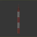 Red And White Communication Tower With Steel Frame And Top Antennas