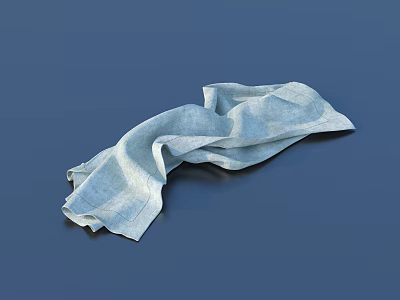 Light Blue Folded Soft Cloth Towel As Essential Household Item 3d model