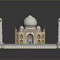 Taj Mahal Iconic Architecture With White Marble Dome Four Minarets Symmetrical Design