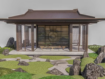 New Chinese Style Pavilion Leisure Gallery Rack 3d model