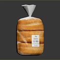Packaged Sliced Bread With Transparent Plastic Wrapper And White Paper Cover