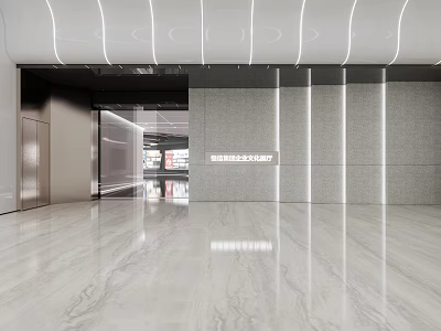 Modern Shopping Mall Store Interior With Marble Floor Gray Wall Linear Lights And Elevator 3d model