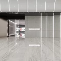 Modern Shopping Mall Store Interior With Marble Floor Gray Wall Linear Lights And Elevator 3d model
