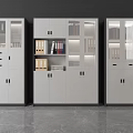 Modern White Office Bookcase With Glass Doors Drawers And Organized Interior Storage