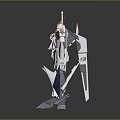 Game Movie Character White Blue Yellow Mech Warrior Robot With Wings And Armor