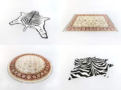 European Style Square Carpet Simple Carpet Combination 3d model