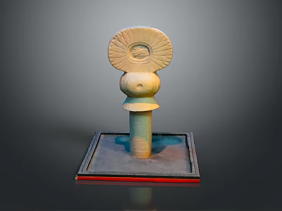 Decorative Sculpture With Square Base Cylindrical Pillar And Sun Pattern Top 3d model