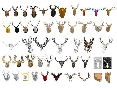 Animal Head Wall Decor With Various Stylish Designs And Different Home Decor Styles 3d model