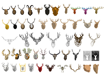 Modern animal wall decoration deer head cow head wall decoration pendant 3d model