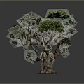 Artistic Bonsai Tree With Green Foliage Twisted Trunk And Detailed Branches