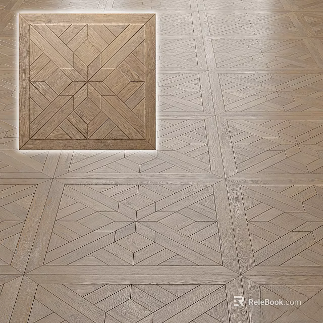 Modern Wooden Flooring Component Featuring Intricate Geometric Parquet Pattern And Natural Wood Tone 3d model 