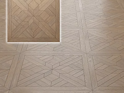 Modern Wooden Flooring Component Featuring Intricate Geometric Parquet Pattern And Natural Wood Tone 3d model