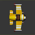 Yellow Toy Spaceship With Stripe Design Cockpit Wings And Silver Nose