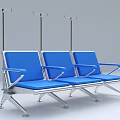 Blue Public Waiting Area Chairs With Metal Armrests Frames And IV Stands
