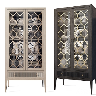 Vintage double door display cabinet 3d model