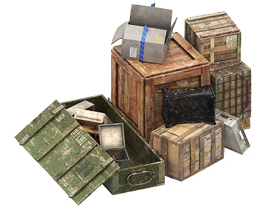 Wooden packing box goods pile wooden packing box wooden box transport box logistics storage express box wooden crate transport box cardboard box 3d model