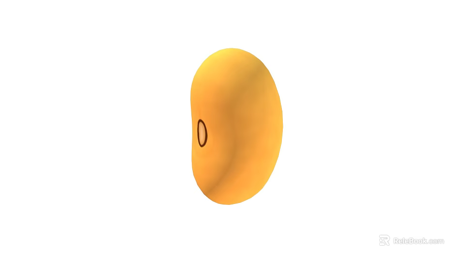 Yellow Bean Shaped Object With Small Oval Opening On White Background 3d model