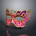 Ornate Purple Pink And Gold Mask With Intricate Patterns And Gemstone Accents