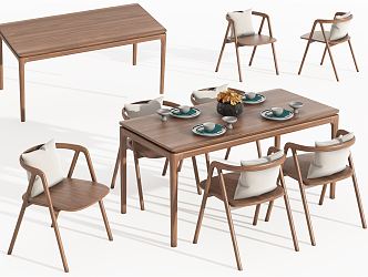 Modern Dining Table and Chair Combination 3d model