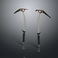 Set of Mountain Climbing Ice Axes with Metal Heads and Rubber Grips