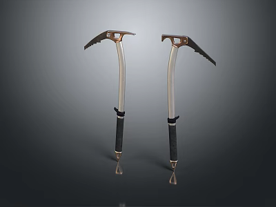 Set of Mountain Climbing Ice Axes with Metal Heads and Rubber Grips 3d model