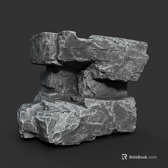 Natural Stacked Stone Structure With Wooden Elements For Rustic Decor Design 3d model 