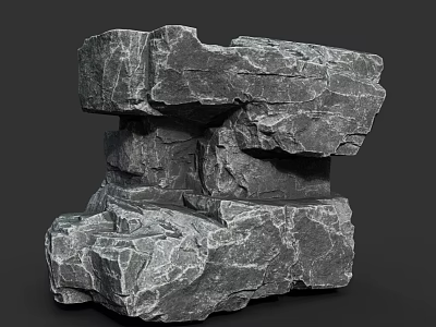 Natural Stacked Stone Structure With Wooden Elements For Rustic Decor Design 3d model