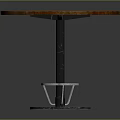 Circular Wooden Top Table With Metal Legs And Marble Base Design