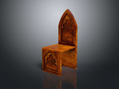 Wooden Leisure Chair With Intricate Carved Arched Backrest And Artistic Design 3d model