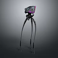 Futuristic Mechanical Creature With Long Slender Legs And Purple Black Head