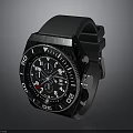 Black Sport Watch with Chronograph Dial and White Red Markers