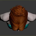 Realistic 3D Female Bust With Red Hair Green Strapless Dress And Blue Gem Necklace