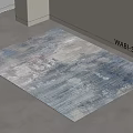 Wabi Sabi Square Rug with Blue Gray Abstract Pattern in Minimalist Interior