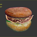 Golden Crusty Bun Hamburger With Juicy Beef Patty Cheese Lettuce And Tomato On Reflective Surface