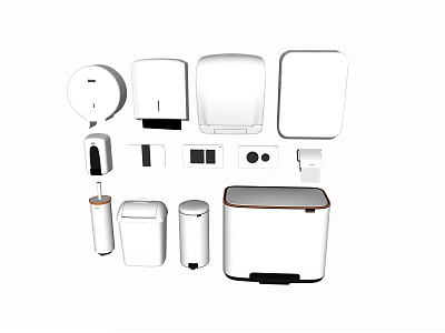 Modern Bathroom Set With Soap Dispenser Trash Bin Tissue Box And Toothbrush Holder 3d model