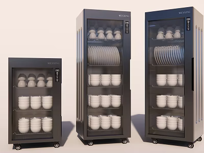 Midea Kitchen Dish Disinfection Cabinets With Bowls Plates Cups And Multiple Layers In Three Sizes 3d model