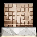 Elegant Modern Reception Desk Featuring Geometric Patterned Panels And Marble Base 3d model
