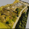 Scenic Rural Terrain With Winding Path Lush Vegetation Rolling Hills And Grassy Areas